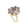Sterling Silver Tanzanite Ring Over 18K Yellow Gold Plated