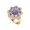 Sterling Silver Tanzanite Ring Over 18K Yellow Gold Plated