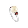 Sterling Silver Freshwater Pearl & Garnet Ring