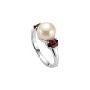 Sterling Silver Freshwater Pearl & Garnet Ring