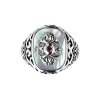 Sterling Silver Mother of Pearl & Garnet Men's  Ring