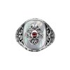 Sterling Silver Mother of Pearl & Garnet Men's  Ring