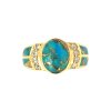 Sterling Silver Mohave Blue Turquoise & White Topaz Ring Over 18K Yellow Gold Plated