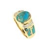 Sterling Silver Mohave Blue Turquoise & White Topaz Ring Over 18K Yellow Gold Plated