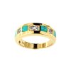Sterling Silver Mohave Blue Turquoise & White Topaz  Ring Over 18K Yellow Gold Plated