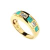 Sterling Silver Mohave Blue Turquoise & White Topaz  Ring Over 18K Yellow Gold Plated