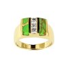 Sterling Silver Mohave Green Turquoise & White Topaz  Ring Over 18K Yellow Gold Plated