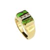 Sterling Silver Mohave Green Turquoise & White Topaz  Ring Over 18K Yellow Gold Plated