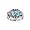 Sterling Silver Mohave Green Turquoise & White Topaz  Ring