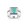 Sterling Silver Blue Kingman Turquoise & Blue Cubic Zirconia Men's  Ring