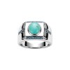 Sterling Silver Blue Kingman Turquoise & Blue Cubic Zirconia Men's  Ring