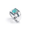 Sterling Silver Blue Kingman Turquoise & Blue Cubic Zirconia Men's  Ring