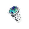 Sterling Silver Turquoise With Lapis & White Cubic Zirconia Men's  Ring