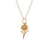 Sterling Silver Carnation Pendant Over 18K Yellow Gold Plated With Chain 18 Inches