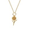 Sterling Silver Carnation Pendant Over 18K Yellow Gold Plated With Chain 18 Inches