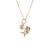 Sterling Silver Violet Pendant Over 18K Yellow Gold Plated With Chain 18 Inches