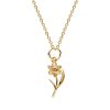 Sterling Silver Daffodil Pendant Over 18K Yellow Gold Plated With Chain 18 Inches