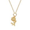 Sterling Silver Daisy Pendant Over 18K Yellow Gold Plated With Chain 18 Inches