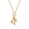 Sterling Silver Lily Of The Valley Pendant Over 18K Yellow Gold Plated With Chain 18 Inches