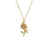Sterling Silver Rose Pendant Over 18K Yellow Gold Plated With Chain 18 Inches