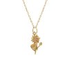 Sterling Silver Water lily Pendant Over 18K Yellow Gold Plated With Chain 18 Inches