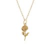 Sterling Silver Poppy Pendant Over 18K Yellow Gold Plated With Chain 18 Inches