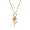 Sterling Silver Poppy Pendant Over 18K Yellow Gold Plated With Chain 18 Inches