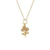 Sterling Silver Aster Pendant Over 18K Yellow Gold Plated With Chain 18 Inches
