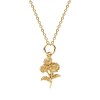 Sterling Silver Aster Pendant Over 18K Yellow Gold Plated With Chain 18 Inches
