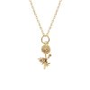 Sterling Silver Marigold Pendant Over 18K Yellow Gold Plated With Chain 18 Inches