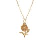 Sterling Silver Chrysanthemum Pendant Over 18K Yellow Gold Plated With Chain 18 Inches