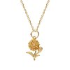 Sterling Silver Chrysanthemum Pendant Over 18K Yellow Gold Plated With Chain 18 Inches