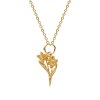 Sterling Silver Narcissus Pendant Over 18K Yellow Gold Plated With Chain 18 Inches