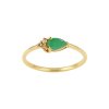 Sterling Silver Emerald & White Zircon Ring Over 18K Yellow Gold Plated