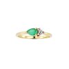 Sterling Silver Emerald & White Zircon Ring Over 18K Yellow Gold Plated