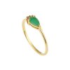 Sterling Silver Emerald & White Zircon Ring Over 18K Yellow Gold Plated
