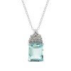 Sterling Silver Sky Blue Topaz & White Zircon Pendant With Chain 18 Inches