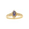 Sterling Silver Tanzanite & White Zircon Ring Over 18K Yellow Gold Plated