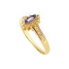 Sterling Silver Tanzanite & White Zircon Ring Over 18K Yellow Gold Plated