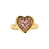 Sterling Silver Amethyst Heart Ring Over 18K Yellow Gold Plated