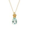 Sterling Silver Sky Blue Topaz & Sky Blue Topaz Pendant Over 18K Yellow Gold Plated With Chain 18 Inches