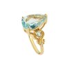 Sterling Silver Sky Blue Topaz & White Zircon Ring Over 18K Yellow Gold Plated