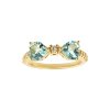 Sterling Silver Green Amethyst & White Zircon Bow Ring Over 18K Yellow Gold Plated