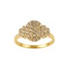 Sterling Silver White Zircon Ring Over 18K Yellow Gold Plated