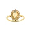 Sterling Silver Ethiopian opal & White Zircon Ring Over 18K Yellow Gold Plated