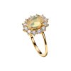 Sterling Silver Ethiopian opal & White Zircon Ring Over 18K Yellow Gold Plated