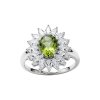 Sterling Silver Peridot & White Topaz Ring