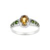 Sterling Silver Citrine & Chrome Diopside Ring Over 18K Yellow Gold Plated