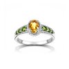 Sterling Silver Citrine & Chrome Diopside Ring Over 18K Yellow Gold Plated