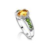 Sterling Silver Citrine & Chrome Diopside Ring Over 18K Yellow Gold Plated